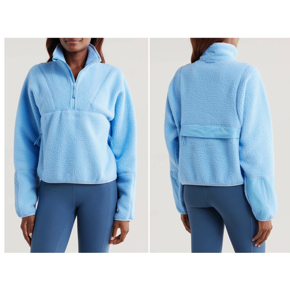 NWOT Halfdays Pieper Fleece Quarter Zip Pullover Sweatshirt Long Sleeve Blue XS